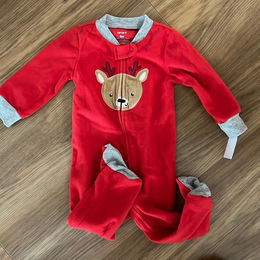 NWT Carter's Reindeer 2way Zip Pajamas